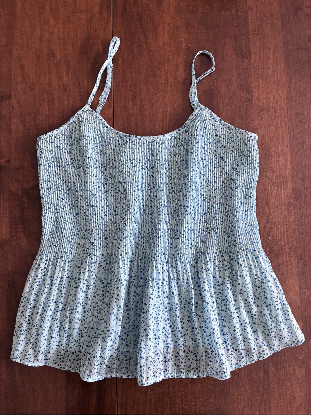 Abercrombie Fitch Floral Tank Baby Blue Pleated Cami Top Cottage Ditsy Size Smll